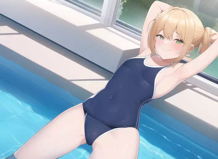 プールで脇見せしてくれる女の子集