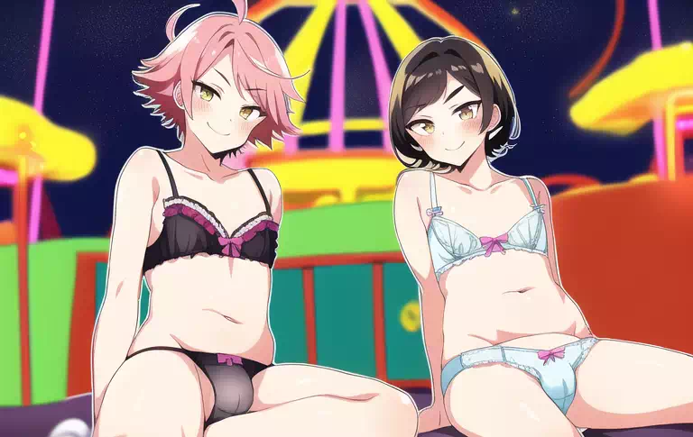 下着ユニバが話題なので男の娘たちに下着で遊園地に行ってもらった