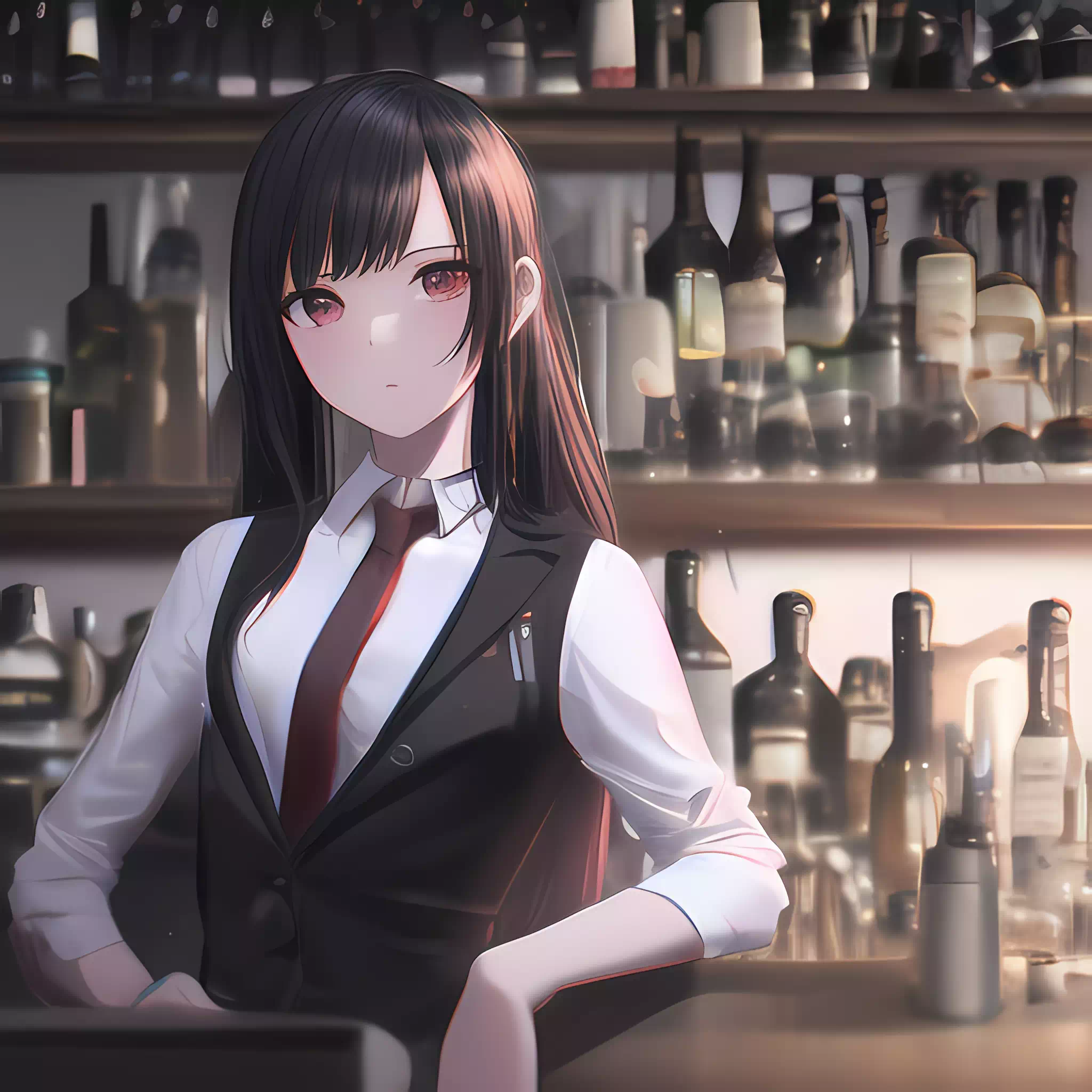 美人バーテンダー脱衣