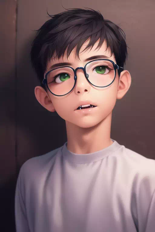 Green eyed glasses boy {NovelAI}