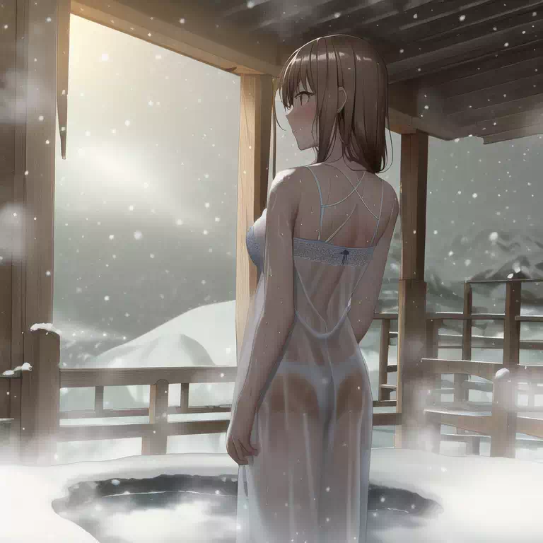 Hot spring in winter