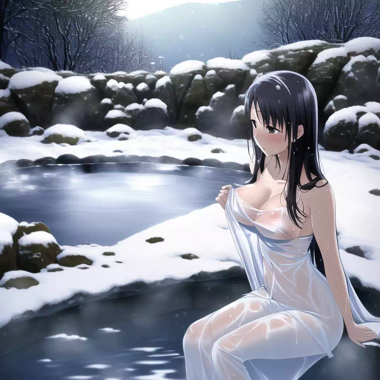 Hot spring in winter