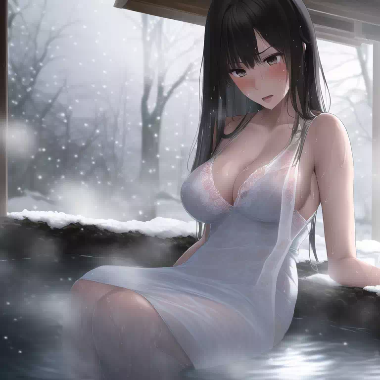 Hot spring in winter