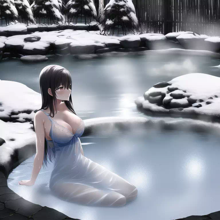 Hot spring in winter