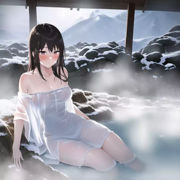 Hot spring in winter