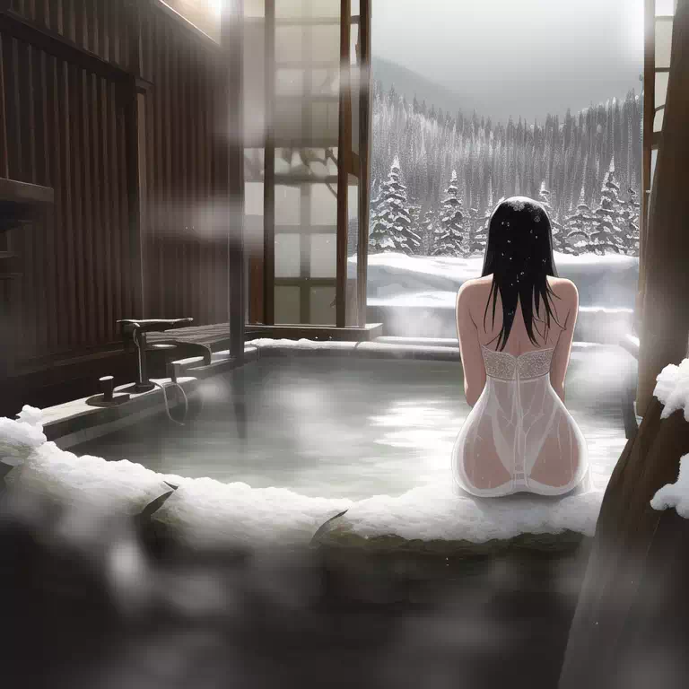 Hot spring in winter