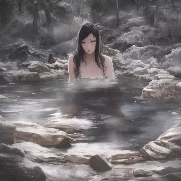 Hot spring in winter