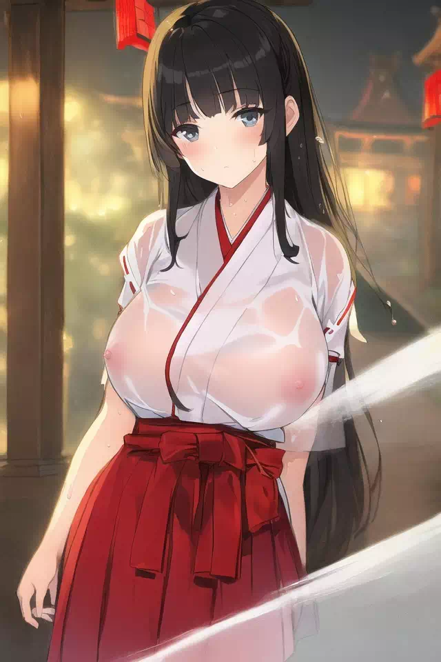 雨を降らせて巫女さんたちを濡れ透けにしてみた