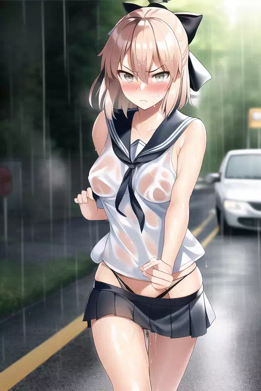 雨の中沖田さん