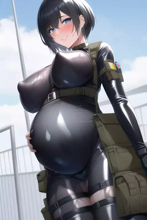 ぴっちりスーツの女戦闘員さんをボテ腹にする【NovelAI】