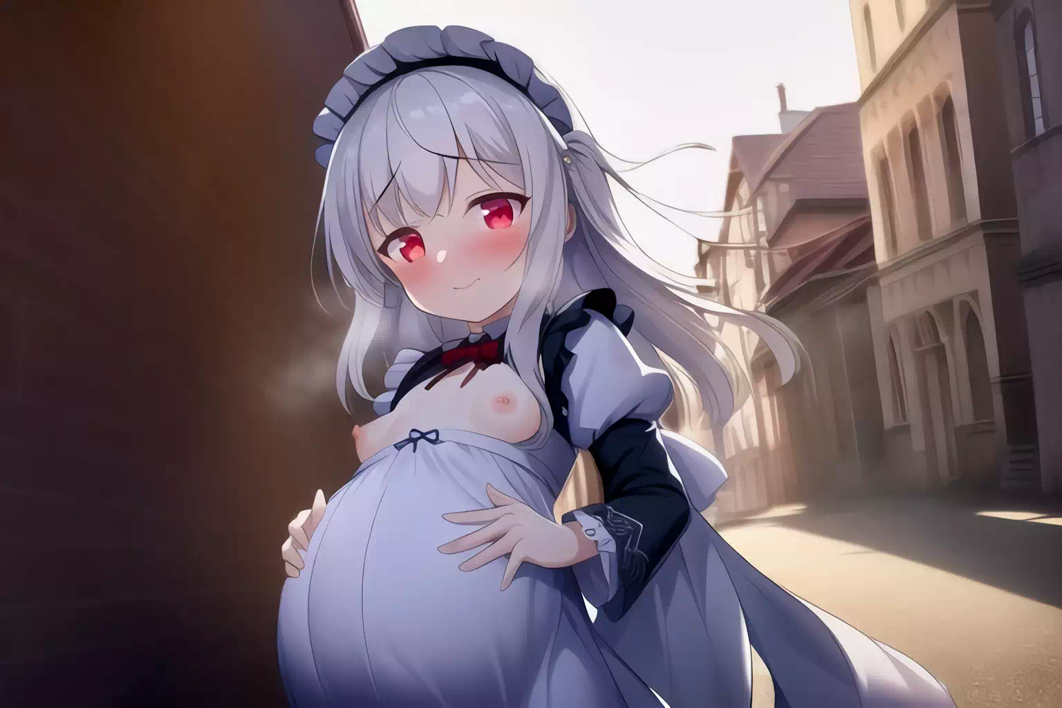 NovelAI白髪ロリメイド妊婦