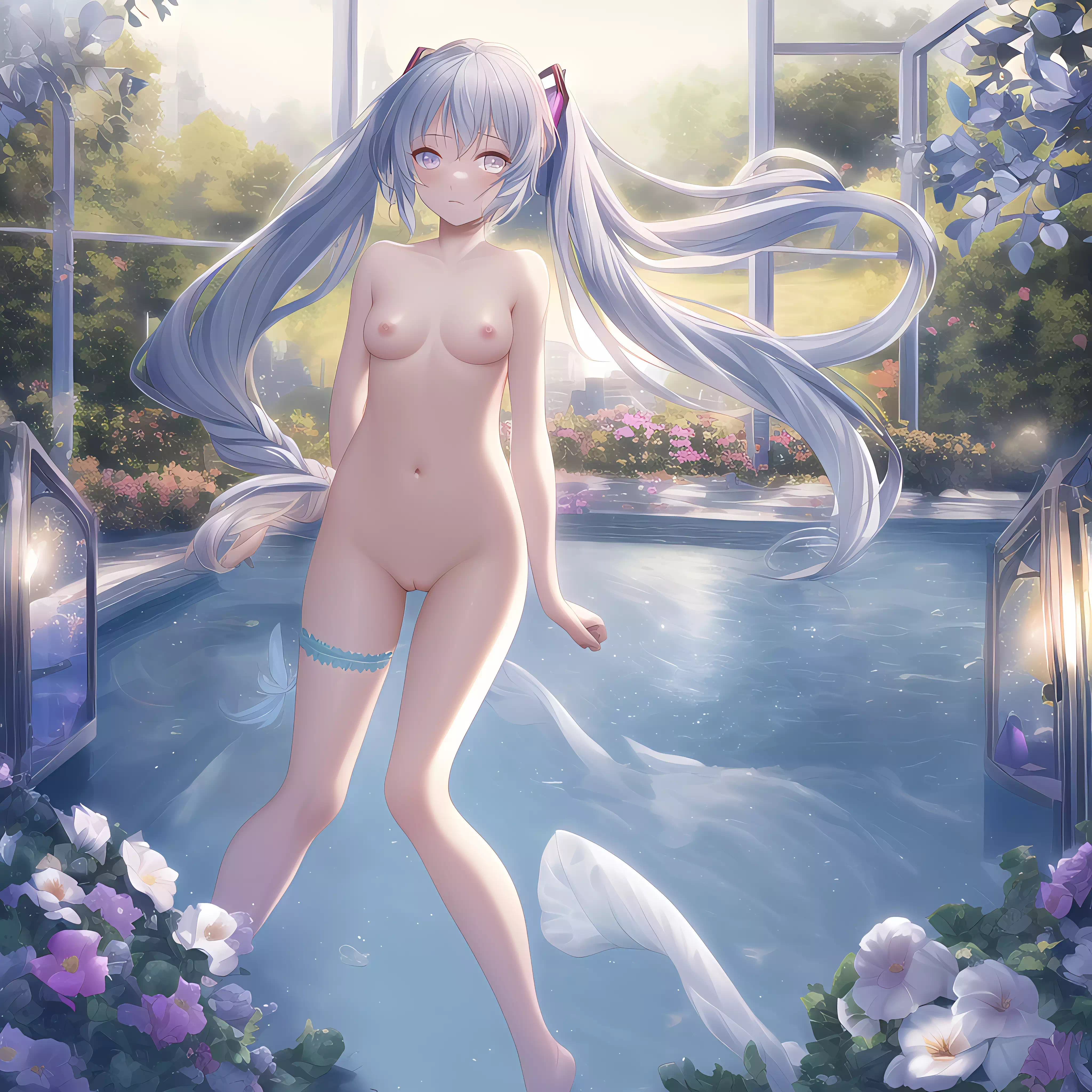 Miku in the swimming pool