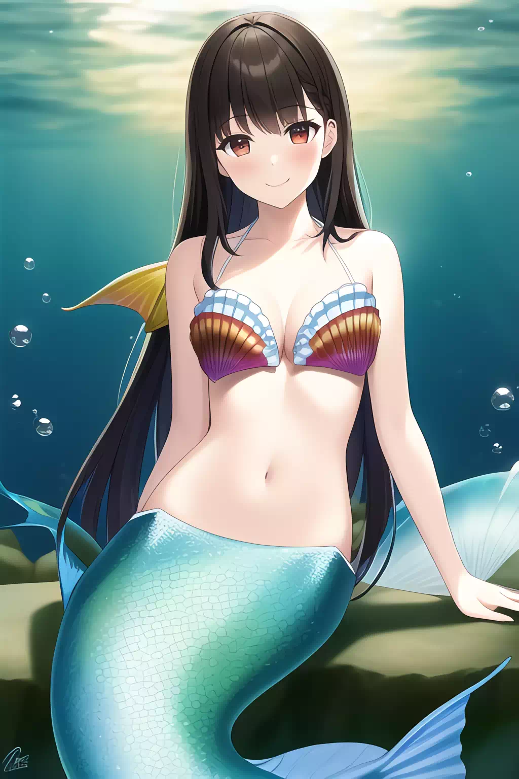 黒髪巨乳マーメイド