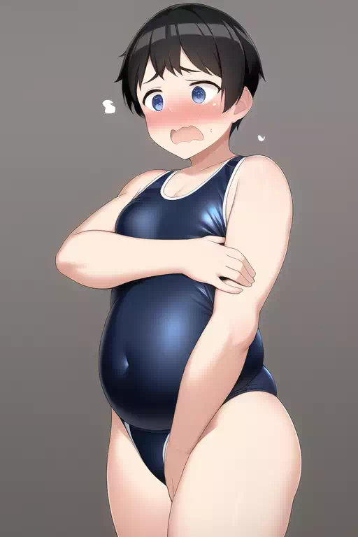 太り気味の男性→スク水の巨乳少女→スク水の幼女TSF