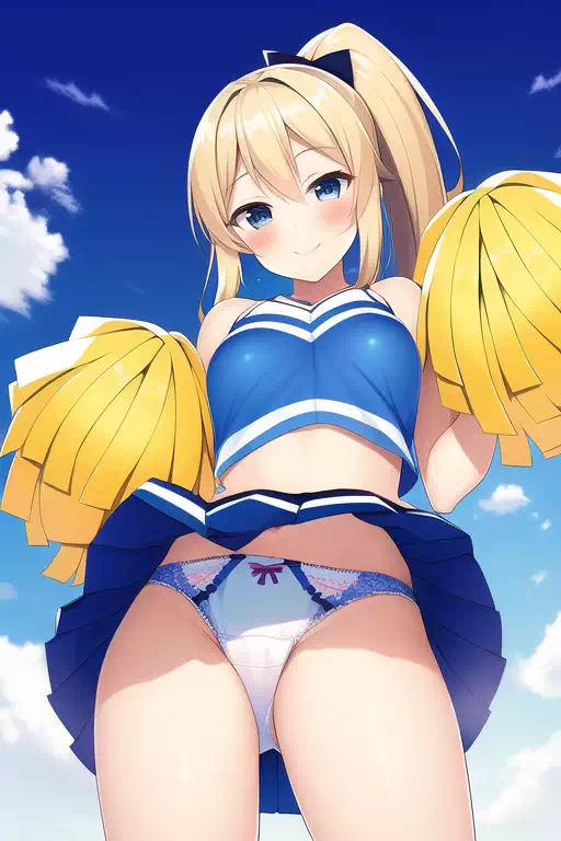 novelAI　金髪ポニテチアガールパンツ見せまとめ