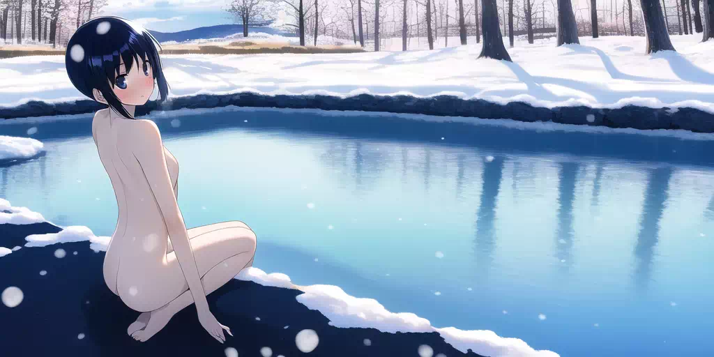 雪景色の中で裸になる少女たち