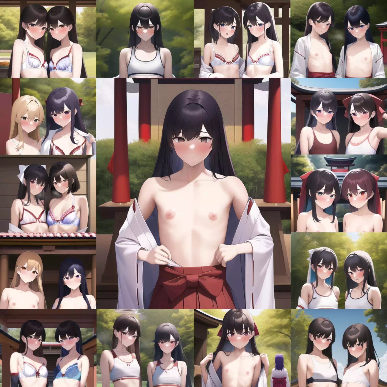 AIイラスト　露出した巫女さんに会える神社