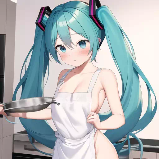 Miku trying to cook