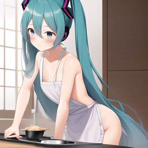 Miku trying to cook