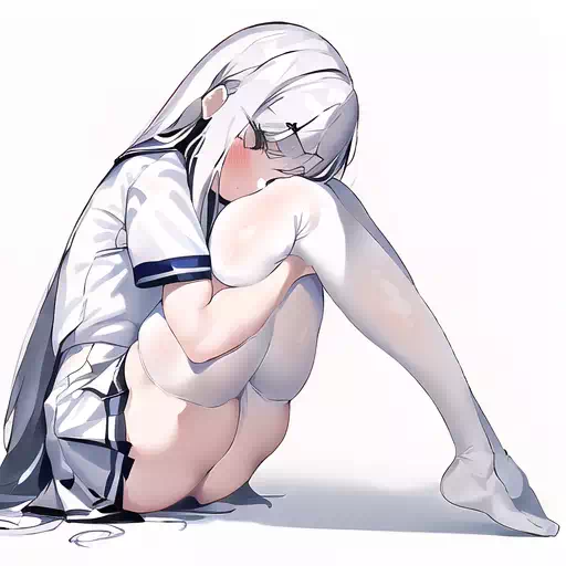 AI球体化 百バレー(3) 白い体育座りJKでボール