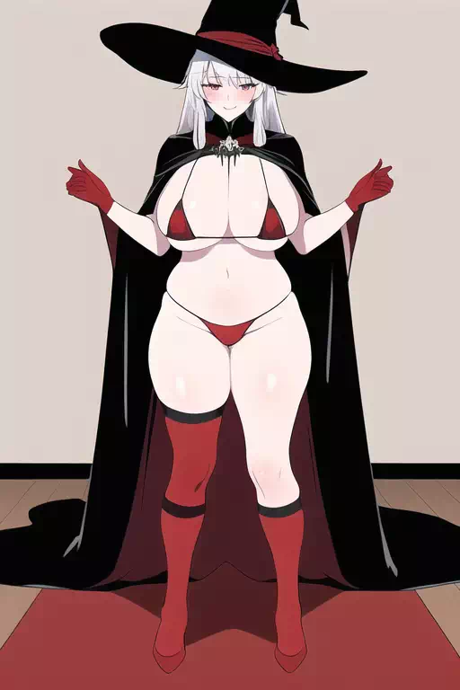 銀髪マイクロビキニ魔女 -全身絵バージョン-