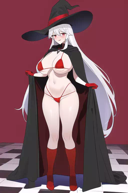 銀髪マイクロビキニ魔女 -全身絵バージョン-