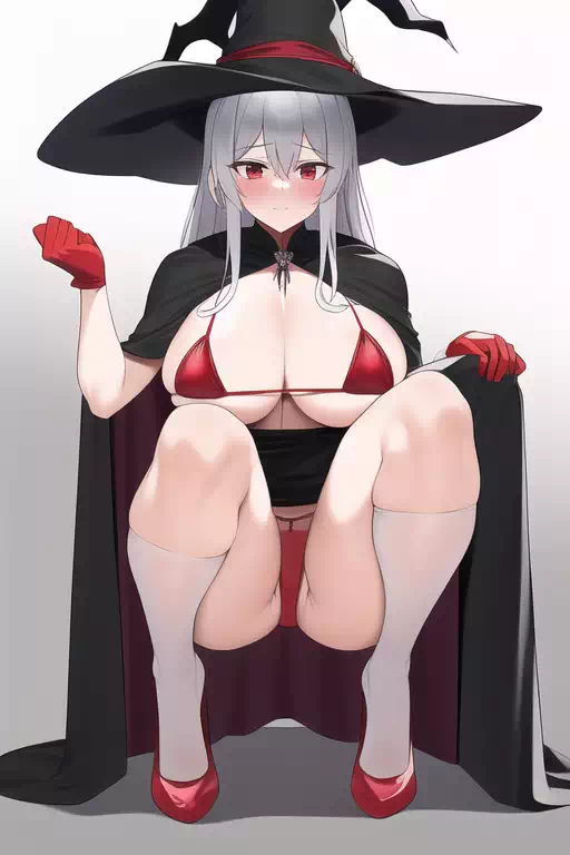 銀髪マイクロビキニ魔女 -しゃがみ立ちバージョン その2-