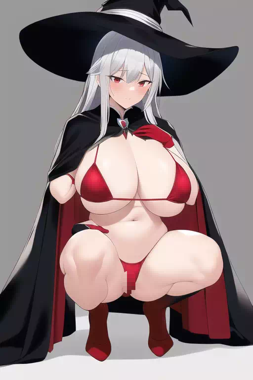 銀髪マイクロビキニ魔女 -しゃがみ立ちバージョン その2-
