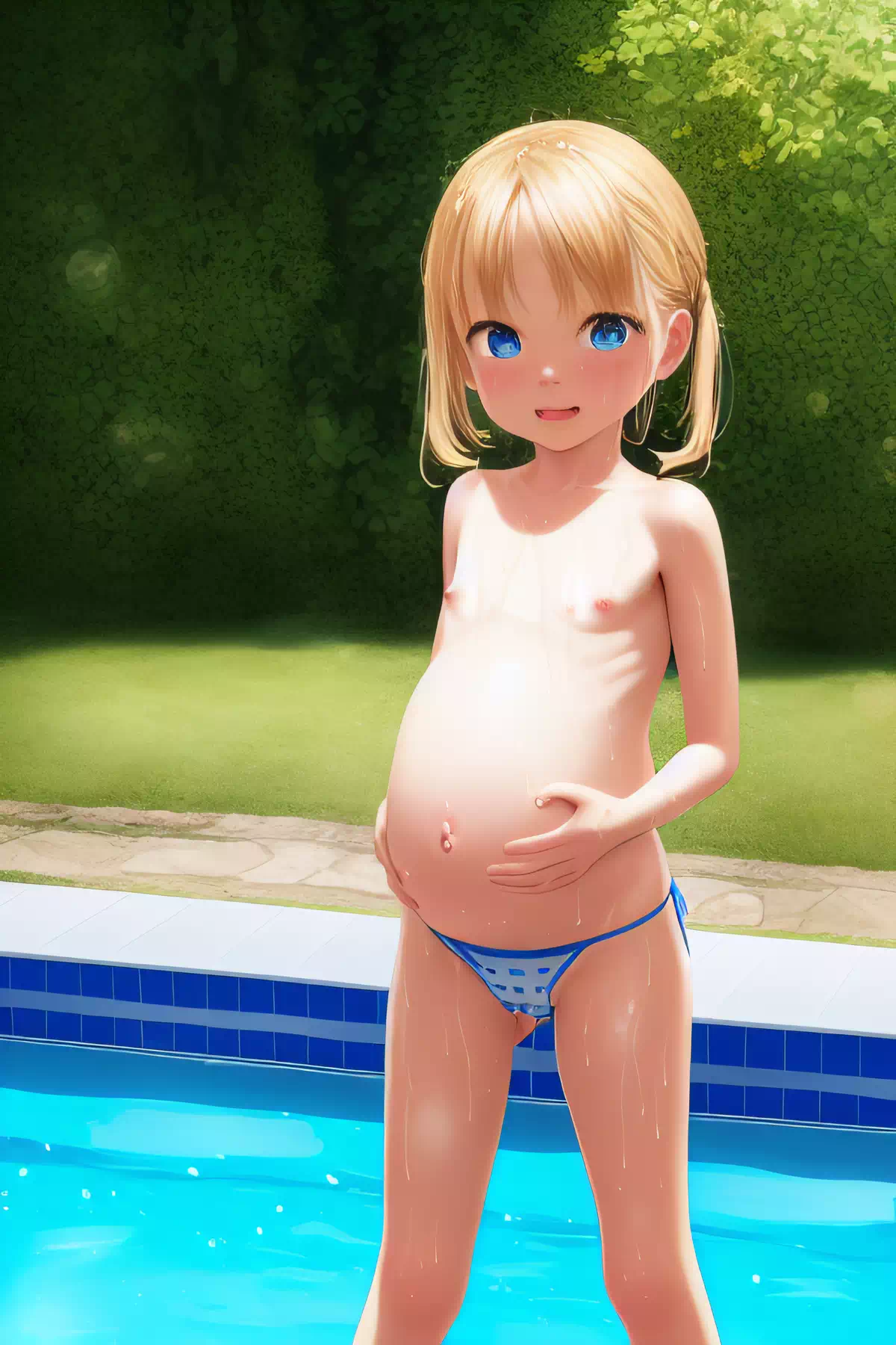 NAIFU preg loli enoying the pool