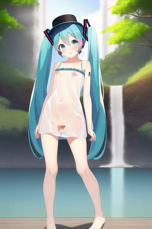 Swimming nude Miku