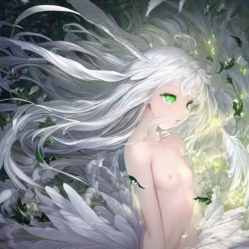 Aiが描く白髪緑瞳のロリっ子の全裸画像集(呪文付き)[1]