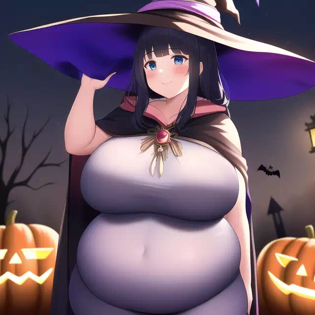 novelAI fat girl halloween