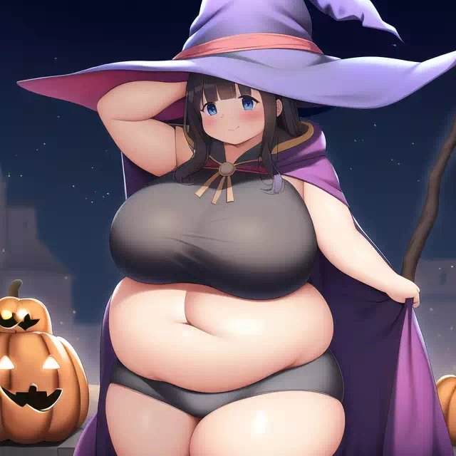 novelAI fat girl halloween