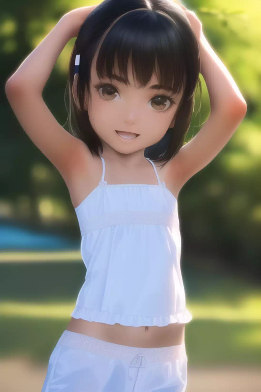 公園で遊ぶ健康的な女の子