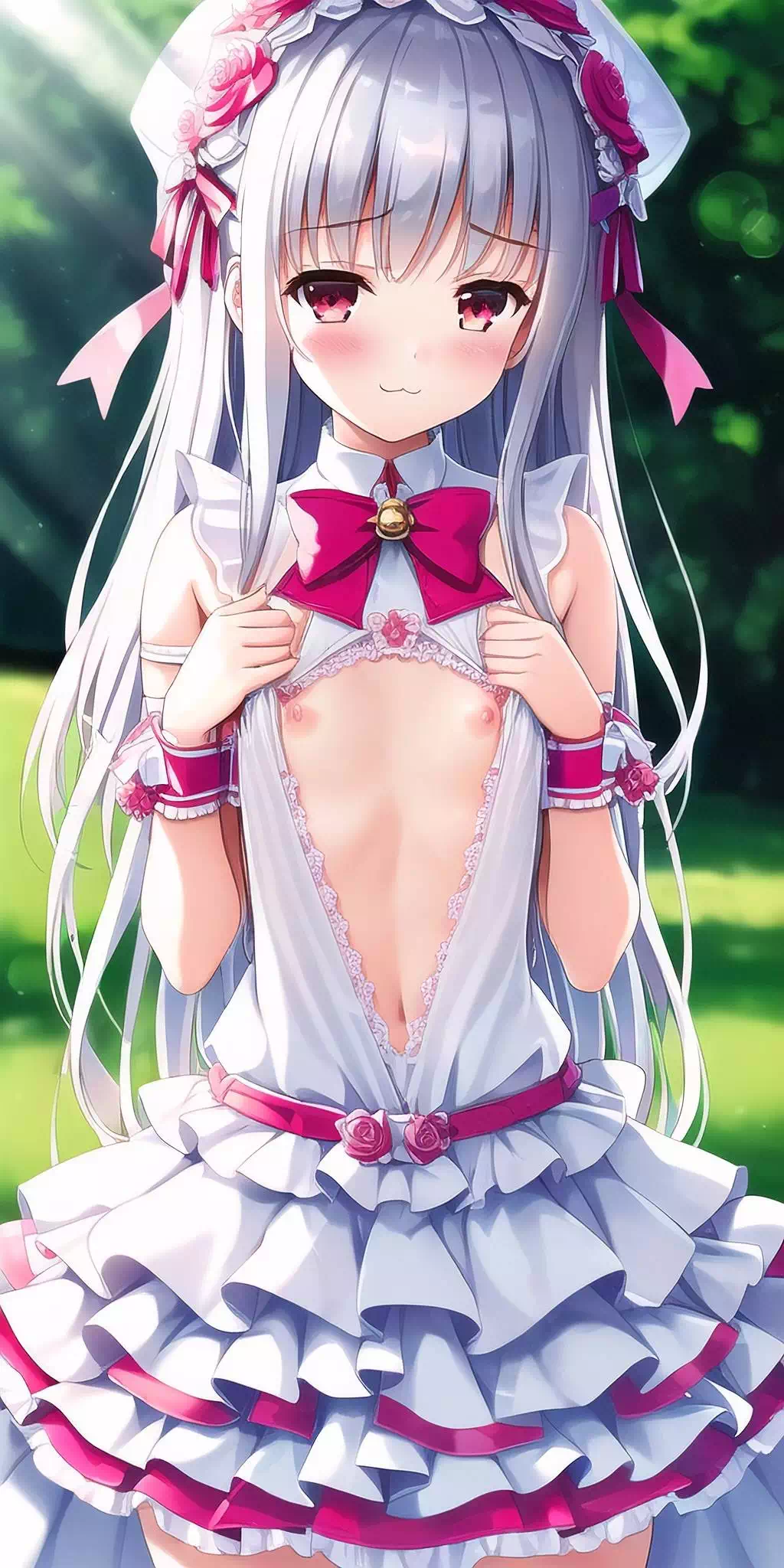 春光乍泄，少女在森林中温柔?摸着?的小乳房（1）