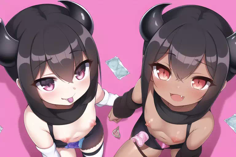 ロリサキュバス（２人）＋散らばったゴム