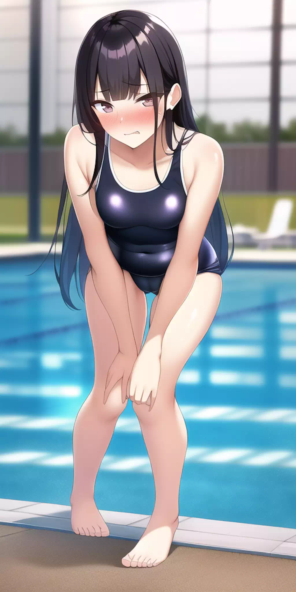 清楚系スク水少女のおしっこ我慢①