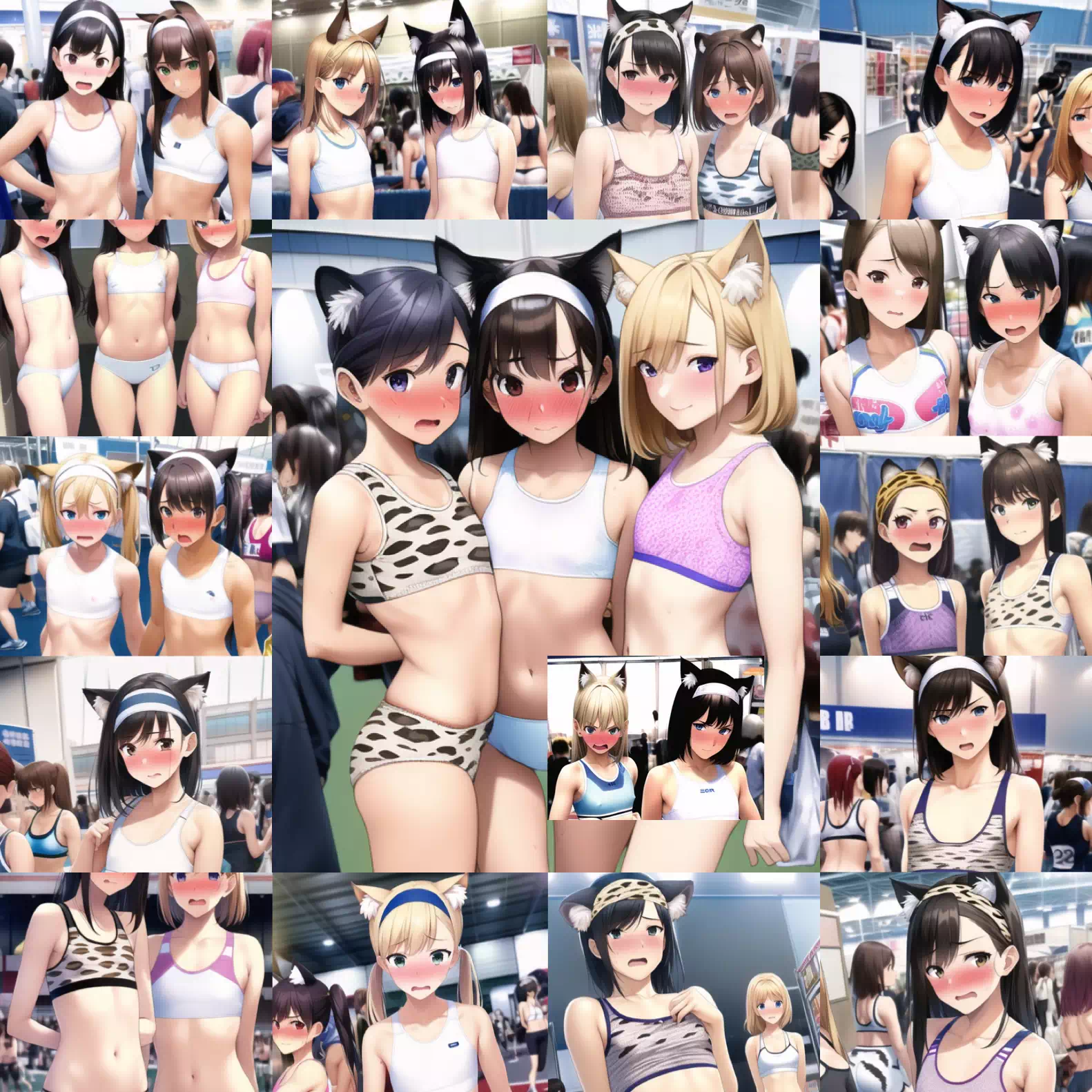 コミケに猫耳＋下着で来てやっぱり恥ずかしい少女達