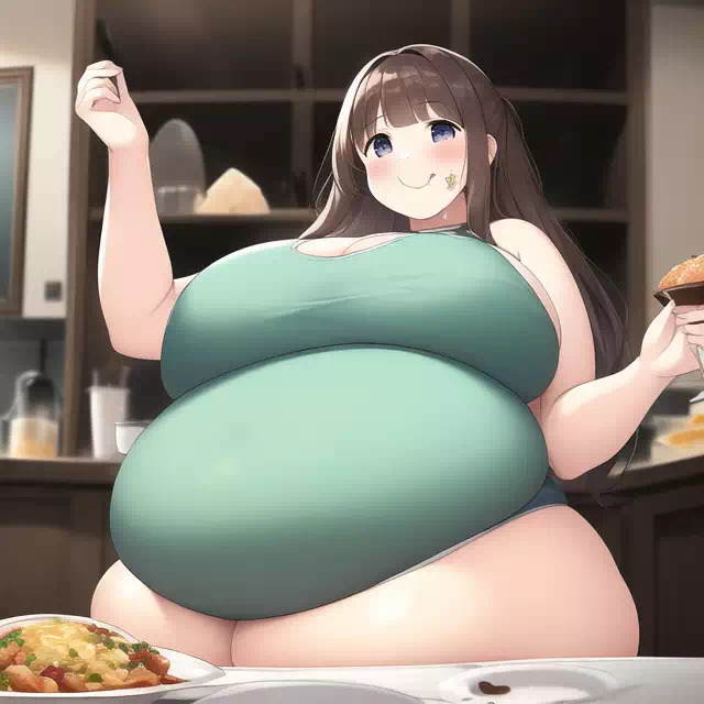 novelAI fat girl eat