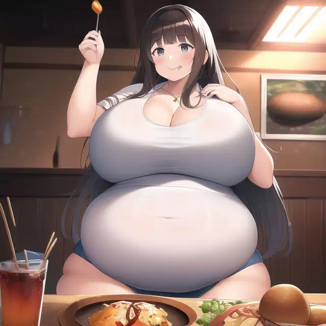 novelAI fat girl eat