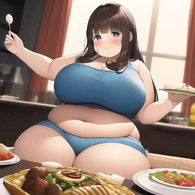 novelAI fat girl eat