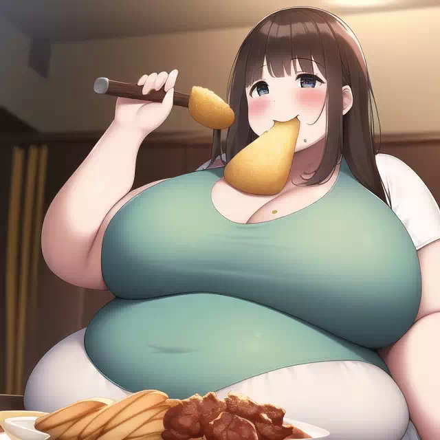 novelAI fat girl eat