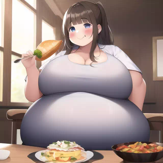 novelAI fat girl eat