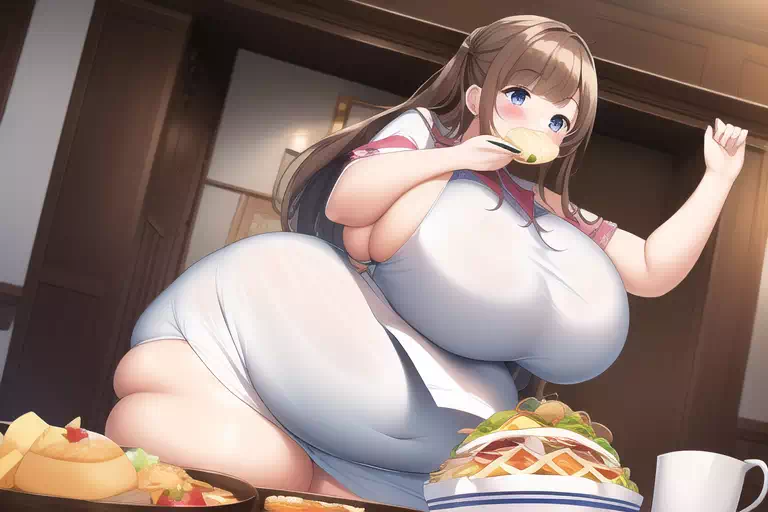 novelAI fat girl eat