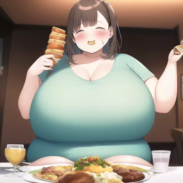 novelAI fat girl eat