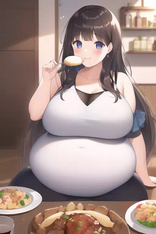 novelAI fat girl eat