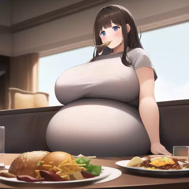 novelAI fat girl eat