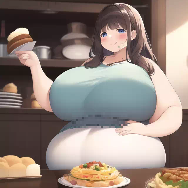 novelAI fat girl eat