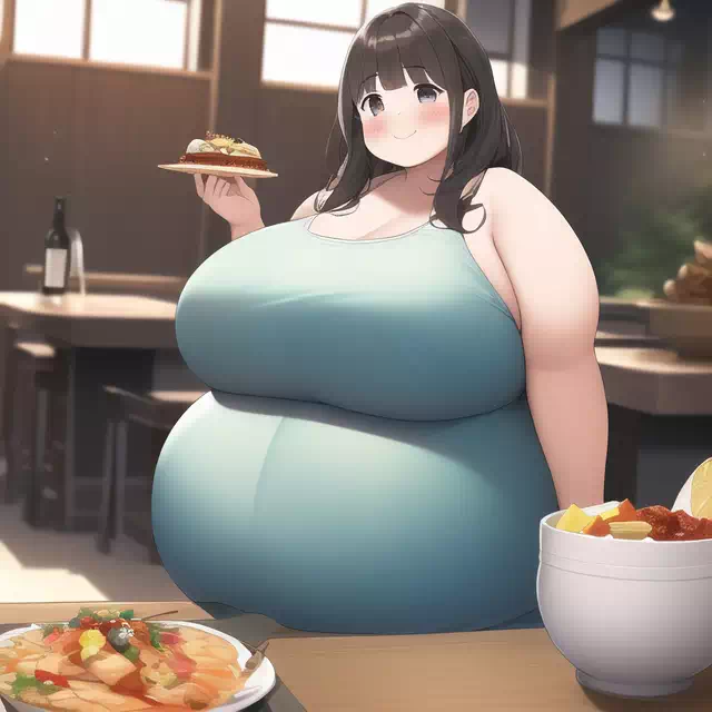 novelAI fat girl eat