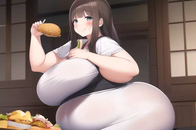 novelAI fat girl eat